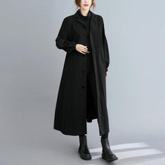 Women black Fashion coats Sewing lapel Button Down coats TCT201123