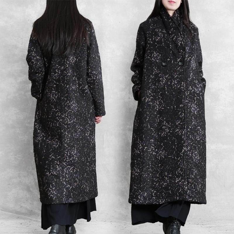 Women black print Plus Size clothes Inspiration pockets fall coat TCT201110