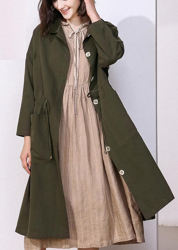 Women drawstring fine spring clothes dark green baggy women coats TCT200111