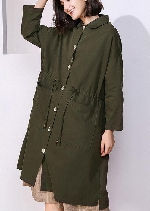 Women drawstring fine spring clothes dark green baggy women coats TCT200111