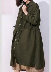 Women drawstring fine spring clothes dark green baggy women coats TCT200111
