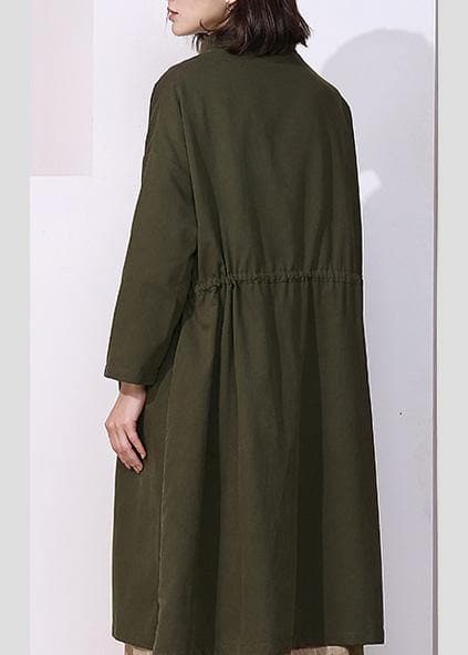 Women drawstring fine spring clothes dark green baggy women coats TCT200111