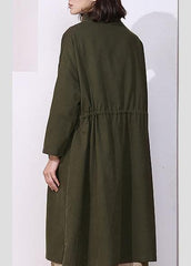 Women drawstring fine spring clothes dark green baggy women coats TCT200111