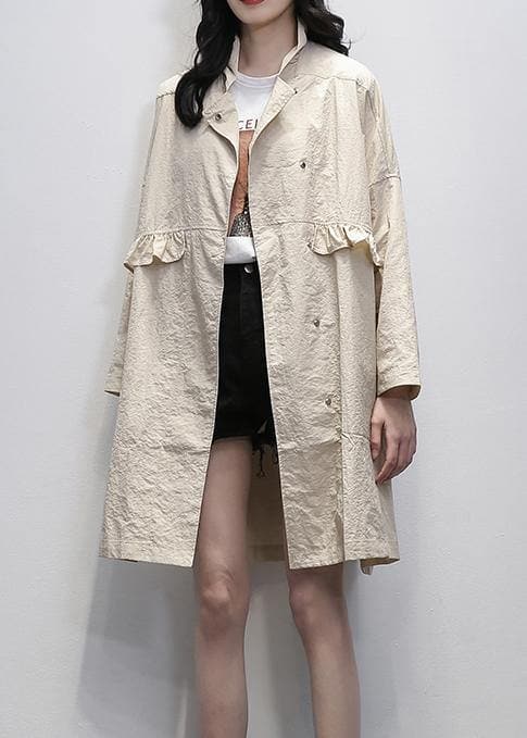 Women nude Plus Size clothes Tutorials Notched Ruffles coat TCT201207