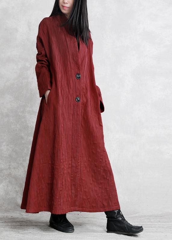 Women v neck pockets fine fall clothes red Art outwear TCT201110
