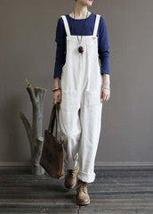 Women's autumn loose loose white corduroy overalls college jumpsuit JPTS200522