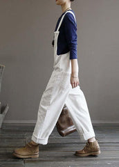 Women's autumn loose loose white corduroy overalls college jumpsuit JPTS200522