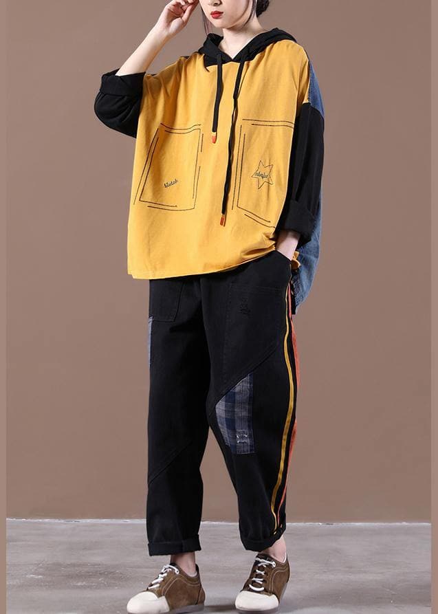 Yellow Loose Denim StitChing Suit WG-LTP210302