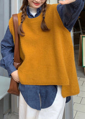 Yellow Two Piece Set Knit Vest + Corduroy shirts Spring VTP220105
