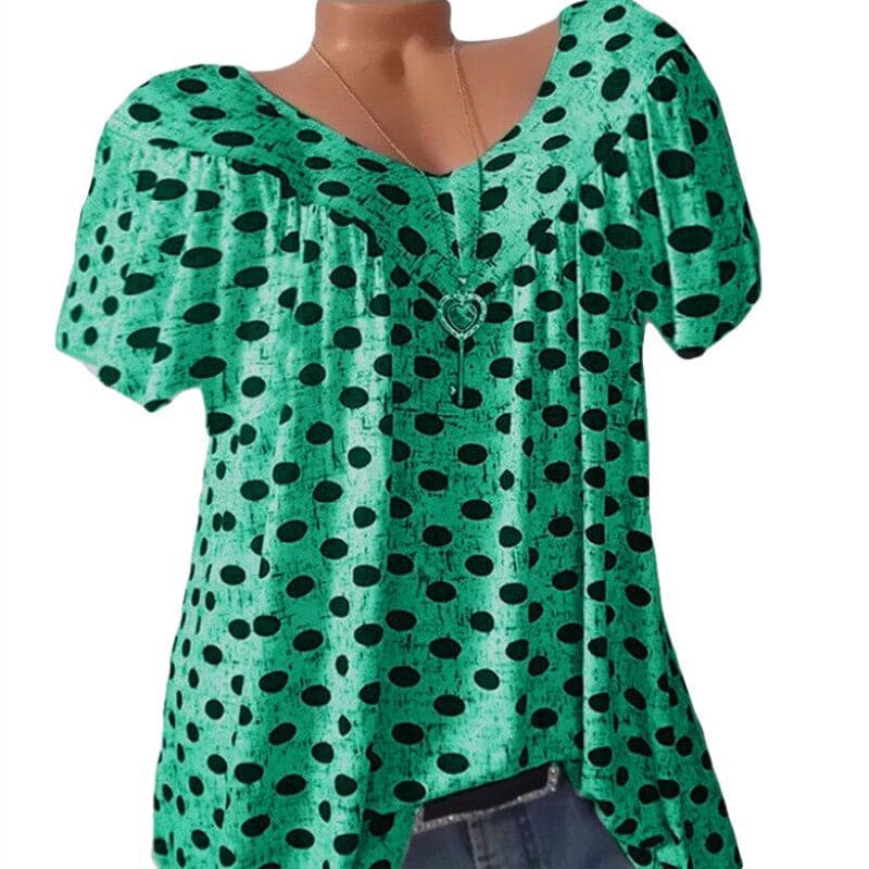 Ladies Polka Dot Print Casual T-Shirt luckyidays