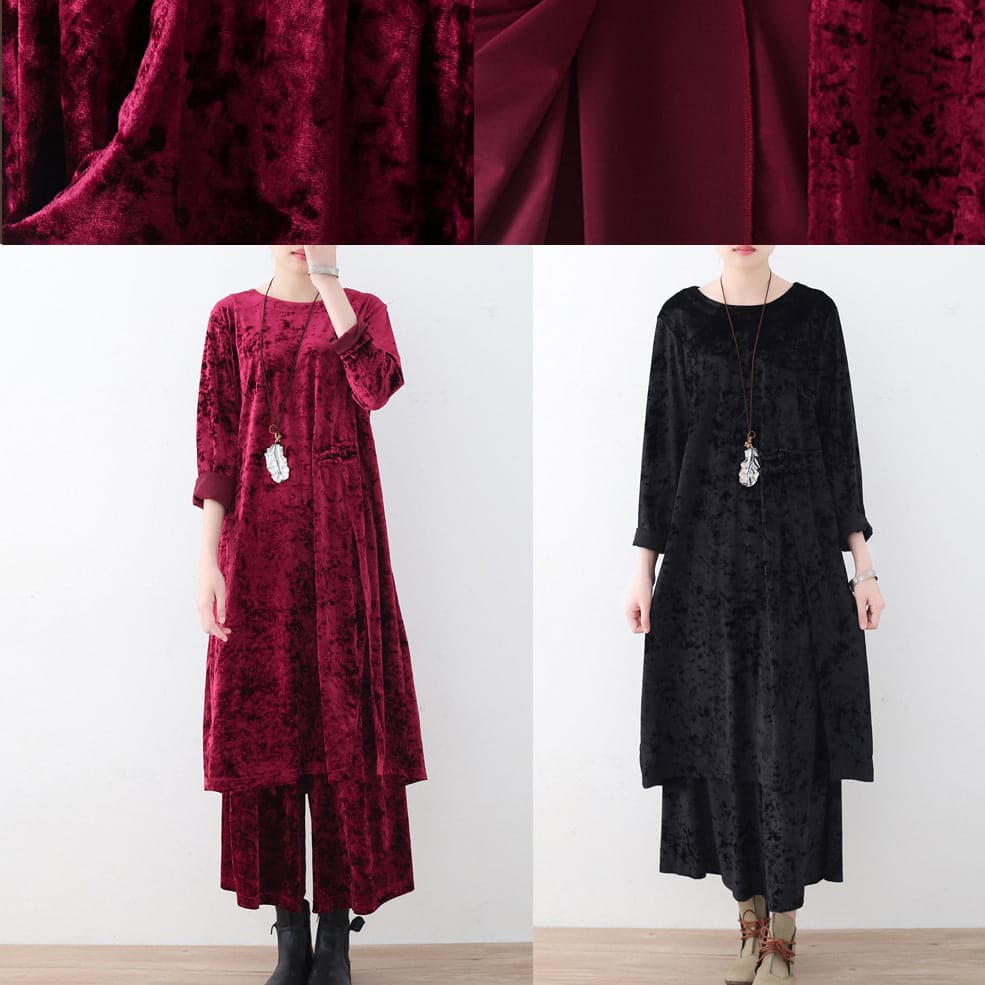 black two pieces autumn oversize corduroy pullover with cozy wide leg pants AM-LTP171124