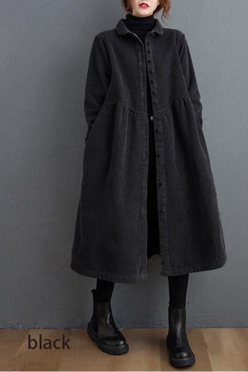 French blackish green corduroy coats Inspiration thick Cinched women coats ( Limited Stock) TCT201119