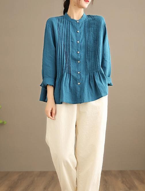 Organic White Linen Shirt Tunics Women Ramie Blouse LTP210203