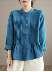 Organic White Linen Shirt Tunics Women Ramie Blouse LTP210203