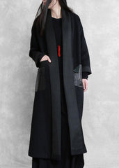 boutique  plus size long winter coat winter woolen outwear black  woolen outwear TCT191115