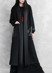boutique  plus size long winter coat winter woolen outwear black  woolen outwear TCT191115