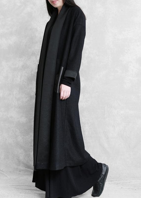 boutique  plus size long winter coat winter woolen outwear black  woolen outwear TCT191115