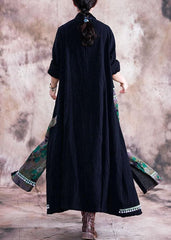 boutique Loose fitting Winter coat fall green print lapel patchwork coat TCT190910