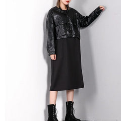 boutique black caftans trendy plus size stand collar gown fine patchwork false two pieces maxi dresses AT-FDM1809911
