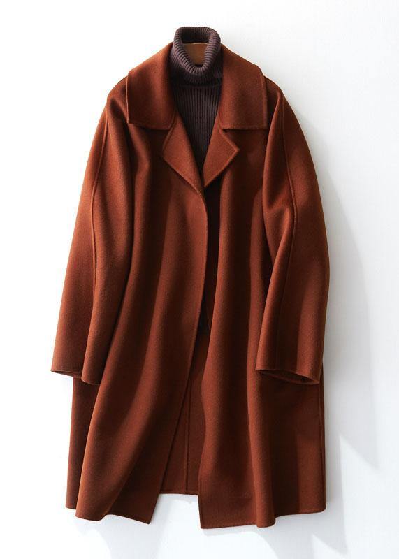 boutique brown Woolen Coat Women trendy plus size Jackets & Coats straight coat lapel collar TCT190821