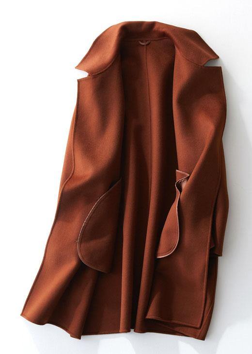 boutique brown Woolen Coat Women trendy plus size Jackets & Coats straight coat lapel collar TCT190821
