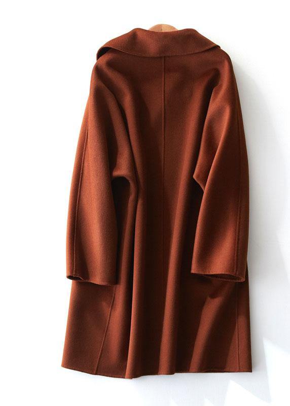 boutique brown Woolen Coat Women trendy plus size Jackets & Coats straight coat lapel collar TCT190821
