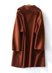 boutique brown Woolen Coat Women trendy plus size Jackets & Coats straight coat lapel collar TCT190821