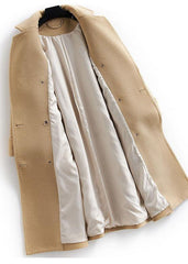 boutique khaki Woolen Coat Women plus size long coat double breast woolen Notched outwear TCT190821