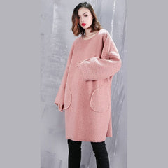 boutique pink blouse trendy plus size O neck traveling clothing fine pockets clothing tops AT-LTP181010