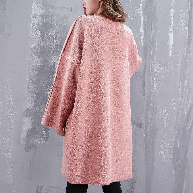 boutique pink blouse trendy plus size O neck traveling clothing fine pockets clothing tops AT-LTP181010