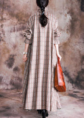 boutique plus size long coat fall woolen outwear khaki plaid Cinched wool coat for woman TCT190910