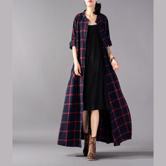 boutique red Plaid coat plus size clothing stand collar Coats boutique pockets Coats TCT180925