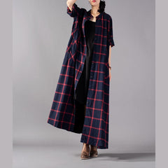 boutique red Plaid coat plus size clothing stand collar Coats boutique pockets Coats TCT180925