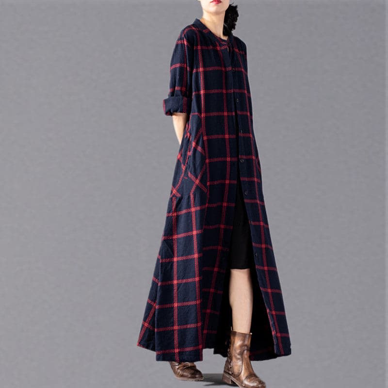 boutique red Plaid coat plus size clothing stand collar Coats boutique pockets Coats TCT180925