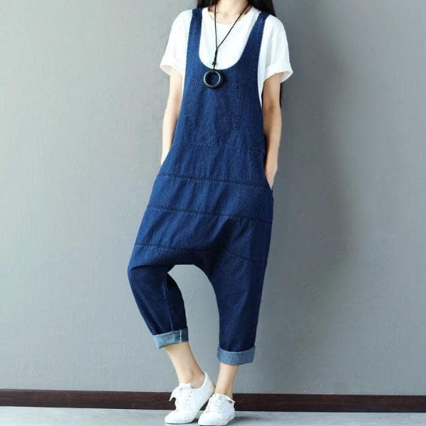Low Crotch Loose Denim Overall Buddha Trends