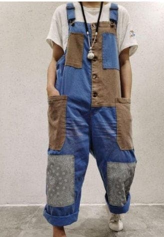 Patchwork Oversized Denim Overall Buddha Trends