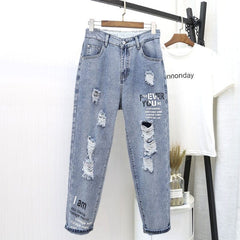 Oversized Distressed Boyfriend Jeans Buddha Trends