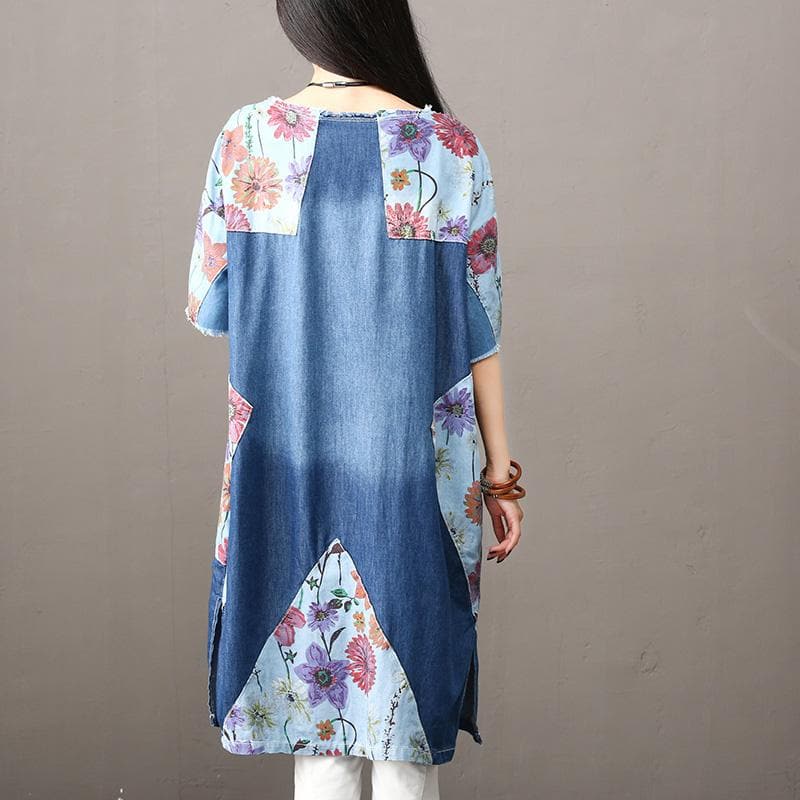 Floral Patchwork Long Denim Cardigan dylinoshop