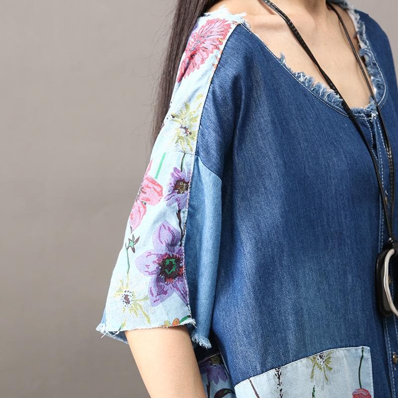 Floral Patchwork Long Denim Cardigan dylinoshop