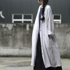 Long Button Up White Cardigan | Lotus dylinoshop