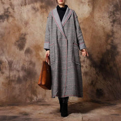 Vintage Chic Plaid Wool Coat Buddha Trends
