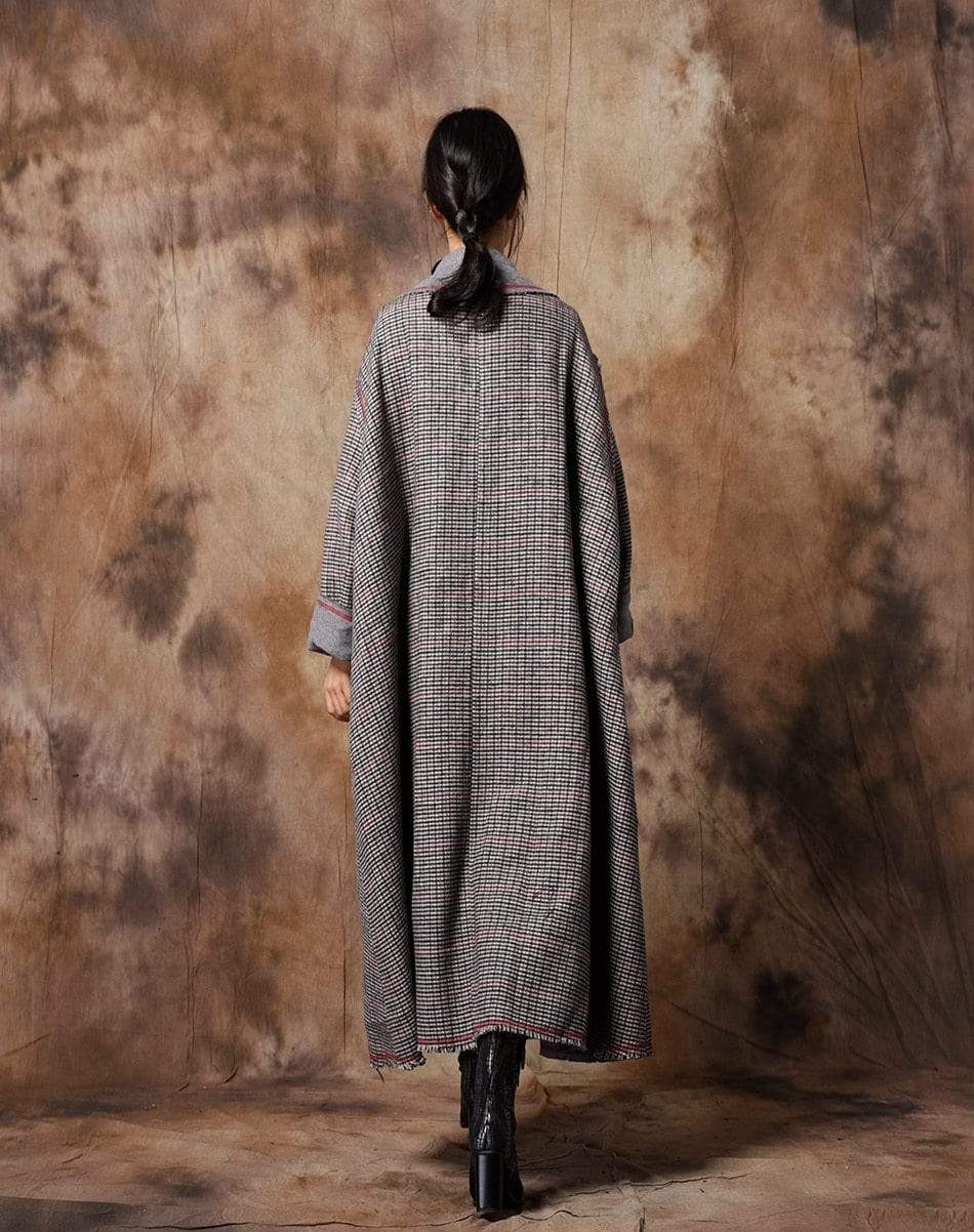 Vintage Chic Plaid Wool Coat Buddha Trends
