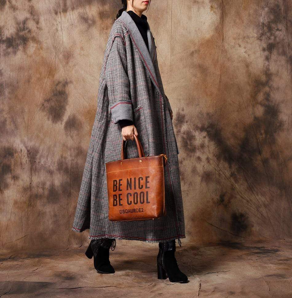 Vintage Chic Plaid Wool Coat Buddha Trends