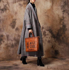 Vintage Chic Plaid Wool Coat Buddha Trends