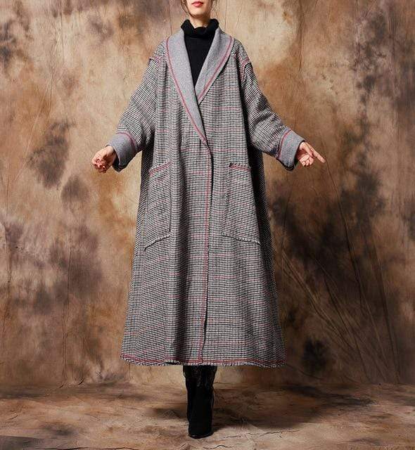 Vintage Chic Plaid Wool Coat Buddha Trends