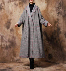 Vintage Chic Plaid Wool Coat Buddha Trends