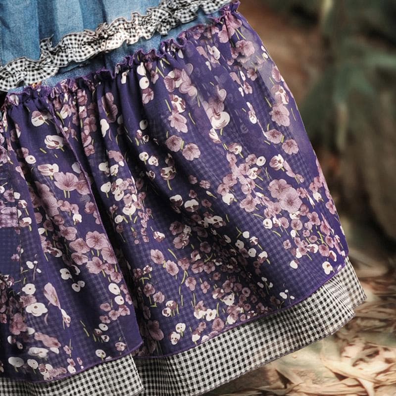 Floral Patchwork Denim Dress | Mandala dylinoshop