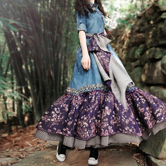 Floral Patchwork Denim Dress | Mandala dylinoshop