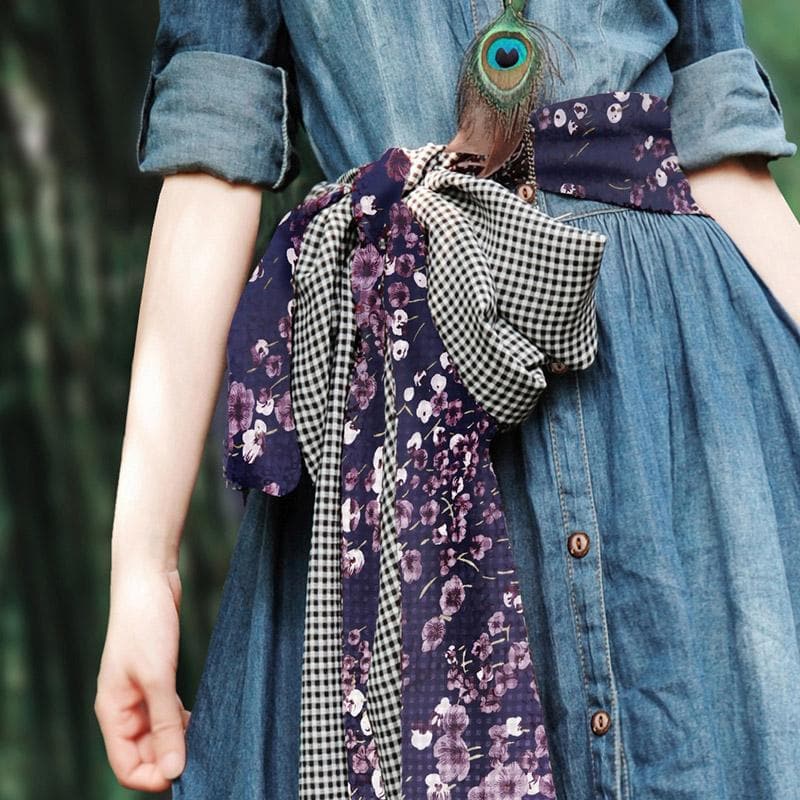 Floral Patchwork Denim Dress | Mandala dylinoshop