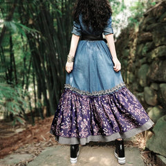 Floral Patchwork Denim Dress | Mandala dylinoshop